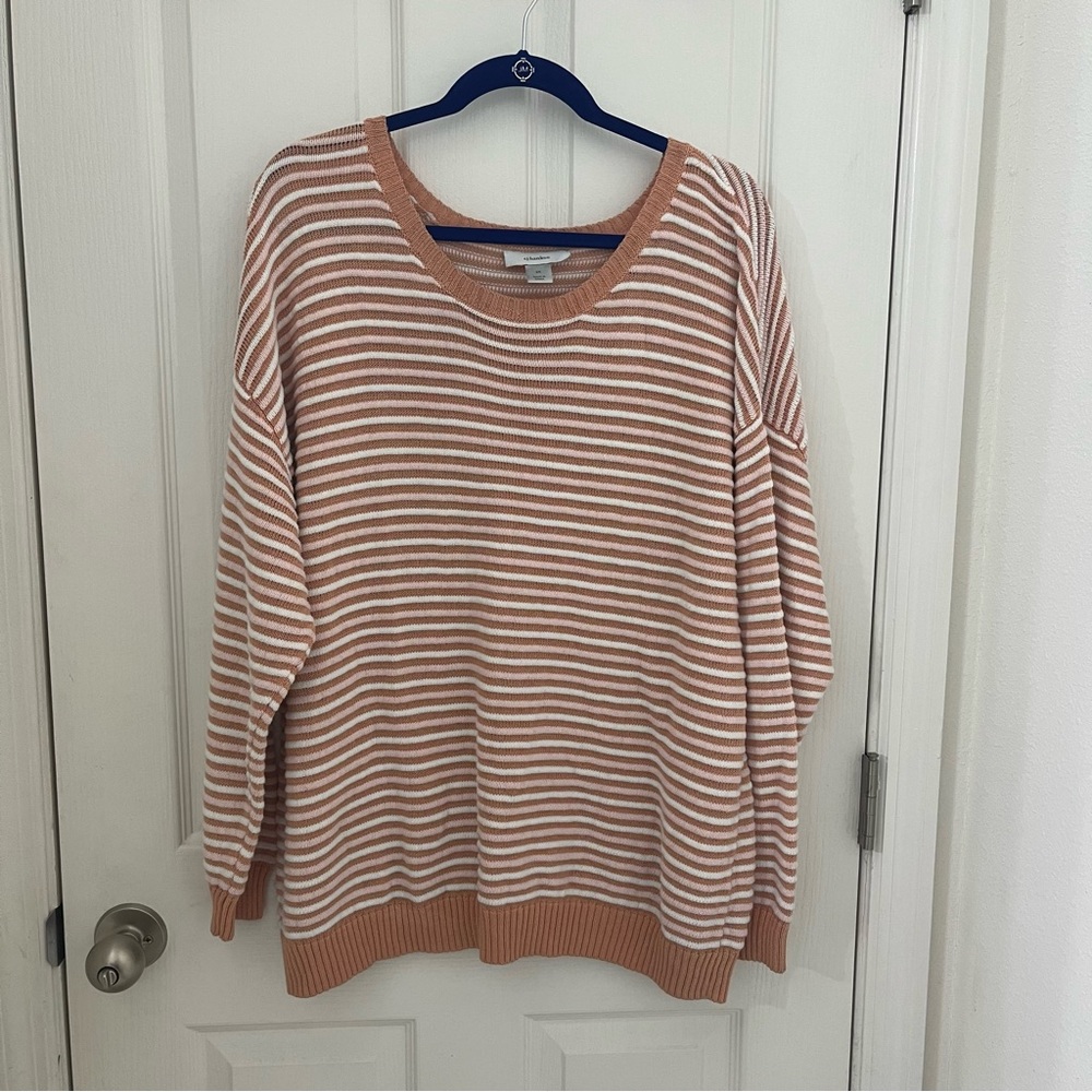 CJ Banks orange and pink striped sweater. Size 2x.